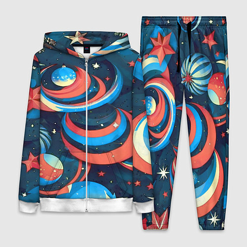 Женский костюм Абстракция ёлочных игрушек / 3D-Белый – фото 1