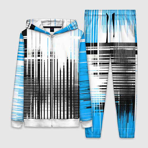 Женский костюм Сине-чёрный гранж на белом фоне / 3D-Белый – фото 1