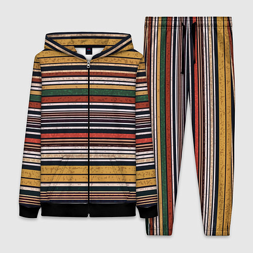 Женский костюм Жёлто-зелёный текстурные полосы / 3D-Черный – фото 1