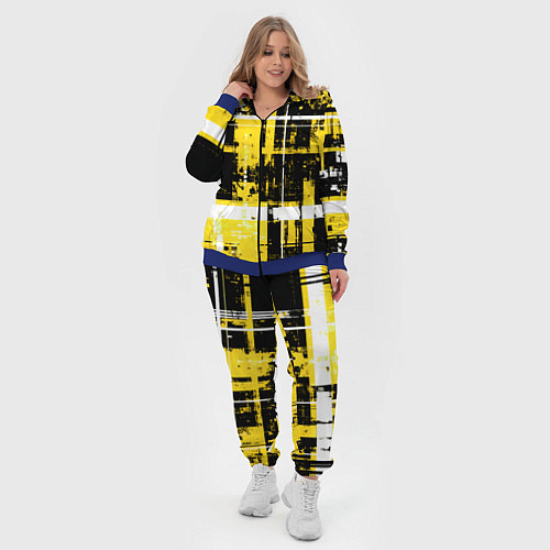 Женский костюм Жёлто-белый гранж на чёрном фоне / 3D-Синий – фото 4