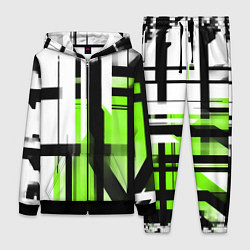 Женский костюм Чёрно-зелёные вертикальные и горизонтальные полосы