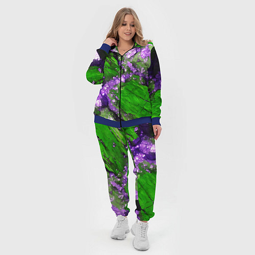 Женский костюм Фиолетовый минерал в зелёном камне / 3D-Синий – фото 4
