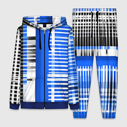 Женский костюм White stripes on a black and blue background