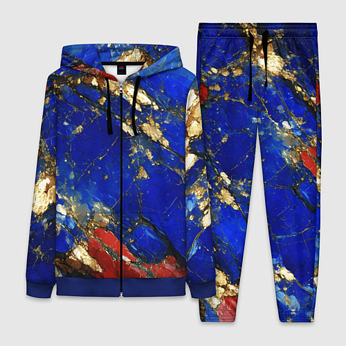 Женский костюм Золотой и красный минерал в синем камне / 3D-Синий – фото 1