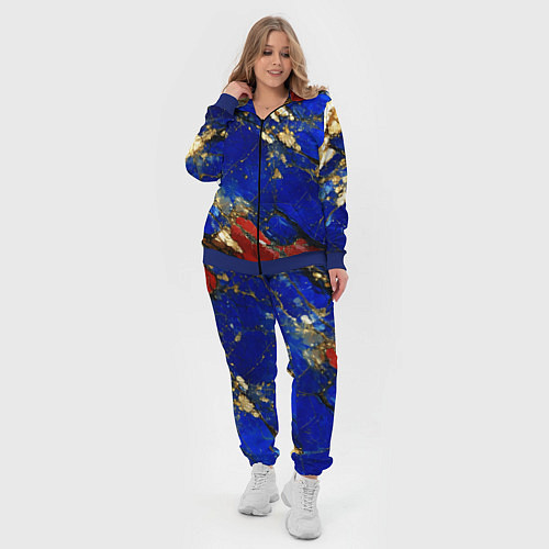Женский костюм Золотой и красный минерал в синем камне / 3D-Синий – фото 4