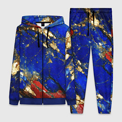 Женский костюм Золотой и красный минерал в синем камне