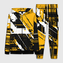 Женский 3D-костюм Diagonal black and white stripes on a yellow backg, цвет: 3D-черный