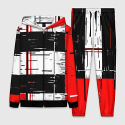 Женский костюм Чёрные и красные полосы на белом фоне