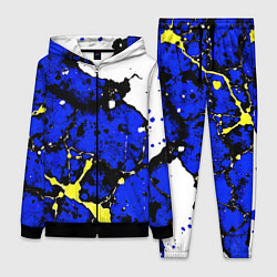 Женский костюм Сине-жёлтая абстракция на белом фоне
