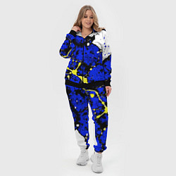 Женский 3D-костюм Сине-жёлтая абстракция на белом фоне, цвет: 3D-черный — фото 2