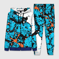 Женский костюм Оранжево-голубая абстракция на белом фоне