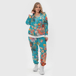 Женский 3D-костюм Цветочки на голубом фоне, цвет: 3D-белый — фото 2