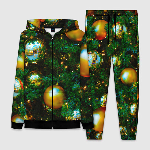 Женский костюм Новогодние украшения на ветках / 3D-Черный – фото 1