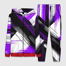 Женский костюм Диагональные фиолетово-чёрные линии на белом фоне