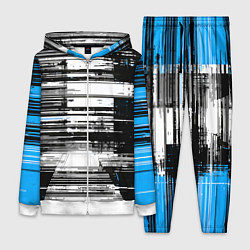 Женский костюм Горизонтальные чёрные линии на бело-синем фоне