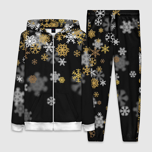 Женский костюм Снежинки объемные золотистые / 3D-Белый – фото 1