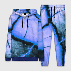 Женский 3D-костюм Трещины на абстрактном синем фоне, цвет: 3D-синий