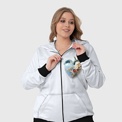 Женский 3D-костюм Сердце и ветка цветущая сакура с цветами, цвет: 3D-черный — фото 2