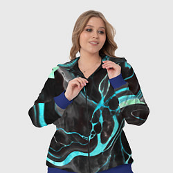 Женский 3D-костюм Голубые флюиды на чёрном фоне, цвет: 3D-синий — фото 2