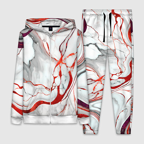 Женский костюм Красно-белый мрамор / 3D-Белый – фото 1