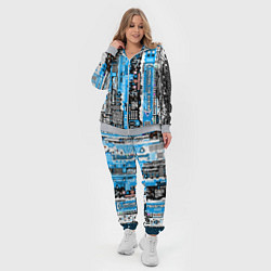 Женский 3D-костюм Киберпанк паттерн синий, цвет: 3D-меланж — фото 2