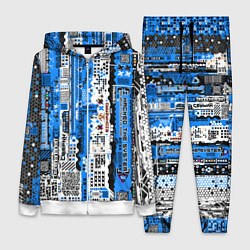 Женский костюм Киберпанк паттерн синий