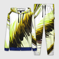 Женский 3D-костюм Чёрно-жёлтые острые полосы на белом фоне, цвет: 3D-синий