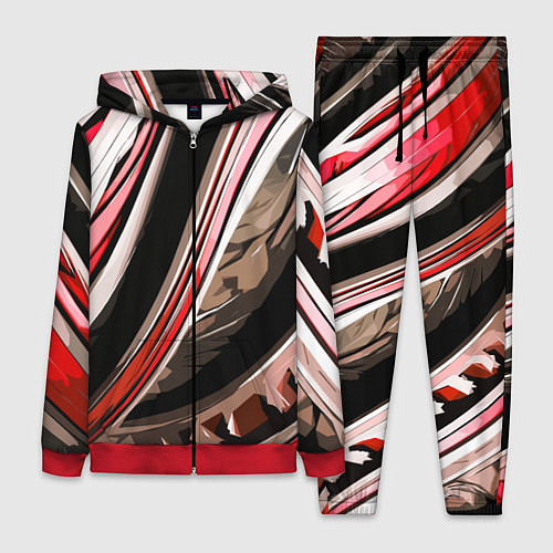 Женский костюм Волнистая чёрно-красная абстракция / 3D-Красный – фото 1