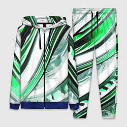 Женский костюм Волнистая бело-зелёная абстракция