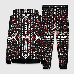 Женский 3D-костюм Чёрно-красные диагональные полосы на белом фоне, цвет: 3D-черный