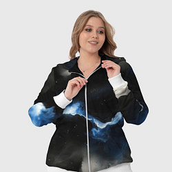 Женский 3D-костюм Синий разлом на черной плите текстура, цвет: 3D-белый — фото 2