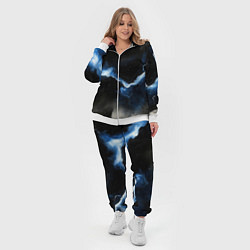 Женский 3D-костюм Синий разлом на черной плите текстура, цвет: 3D-белый — фото 2