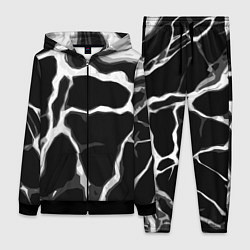 Женский 3D-костюм Белые абстрактные полосы на чёрном фоне, цвет: 3D-черный