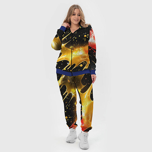 Женский костюм Оранжевая краска на черном / 3D-Синий – фото 4