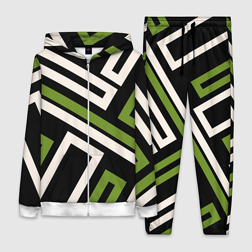 Женский костюм Прямоугольники по диагонали-зеленый, черный / 3D-Белый – фото 1