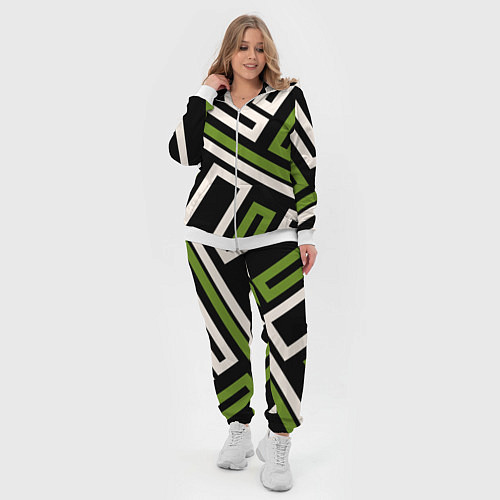 Женский костюм Прямоугольники по диагонали-зеленый, черный / 3D-Белый – фото 4