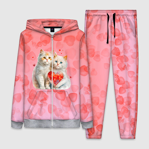 Женский костюм Котята и сердечки / 3D-Меланж – фото 1