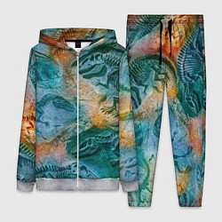 Женский костюм Окаменелые динозавры, тропический зеленый