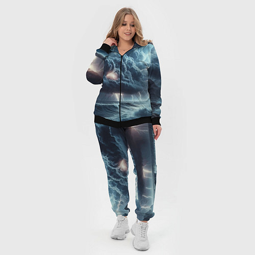 Женский костюм Шторм на море - сверкание молний / 3D-Черный – фото 4