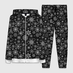 Женский костюм Белые снежинки на черном