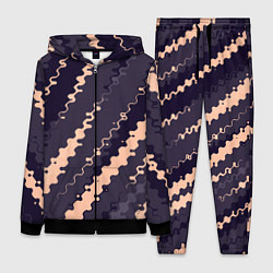 Женский костюм Фиолетовый с бежевым искажённые полосы