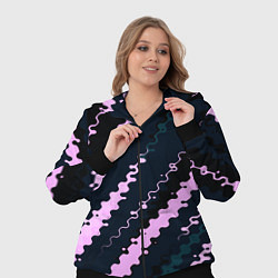 Женский 3D-костюм Тёмно-синий с розовым искажённые полосы, цвет: 3D-черный — фото 2