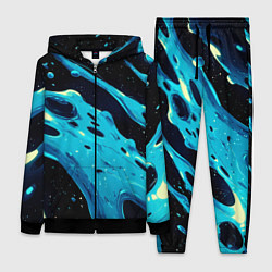 Женский костюм Синие волны краски на черном