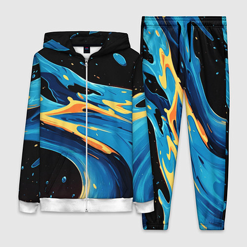 Женский костюм Синяя волна из красок / 3D-Белый – фото 1