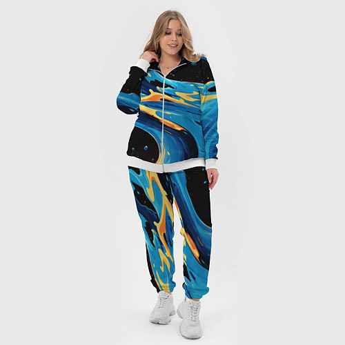 Женский костюм Синяя волна из красок / 3D-Белый – фото 4