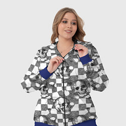 Женский 3D-костюм Черепа и клетчатый фон с дырами, цвет: 3D-синий — фото 2
