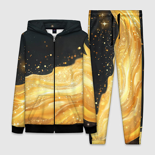 Женский костюм Золотистая материя на черном фоне / 3D-Черный – фото 1