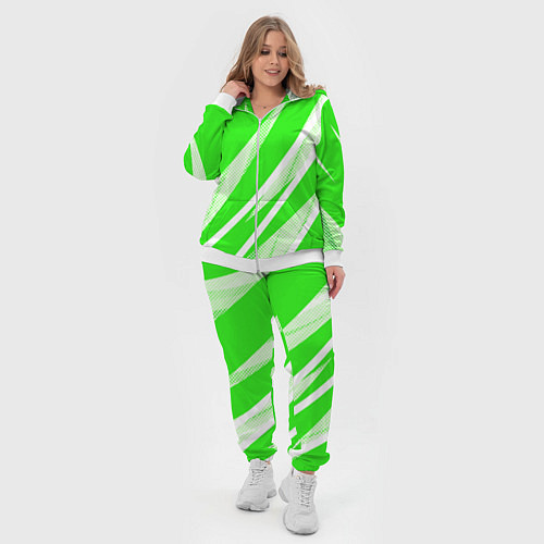 Женский костюм Яблочный зелёный абстракция с полосами / 3D-Белый – фото 4