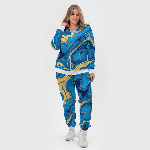 Женский костюм Синий мрамор с золотом / 3D-Белый – фото 4