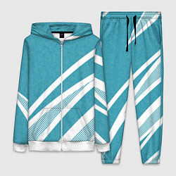 Женский костюм Бело-голубой абстракция с полосами